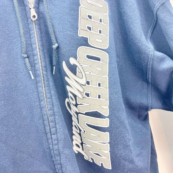 Gildan Heavy Blend Sweatshirt Jacket Large Navy Hoodie Deep Creek Maryland - Picture 2 of 8